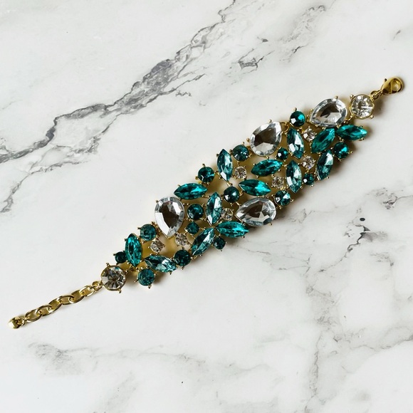 Vintage Arnold Scaasi CN Rhinestone Glass Statement Bracelet - Picture 2 of 7